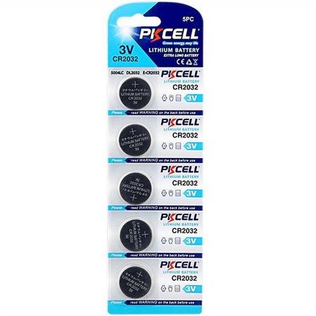 PKCELL PK Cell CR2032-5B 3.0V Lithium Manganese Dioxide Battery; Pack of 5 CR2032-5B